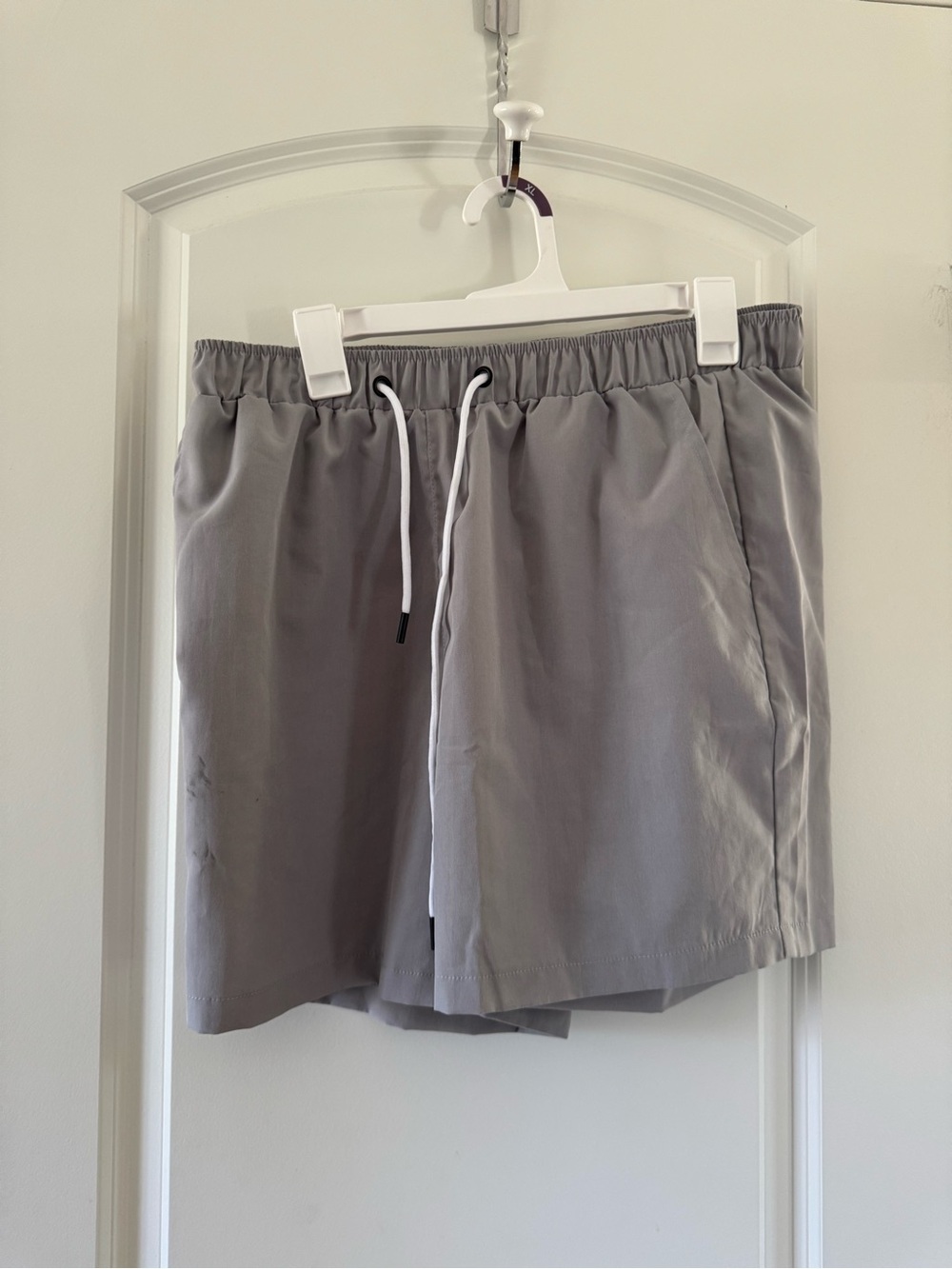 SHEIN Gray Athletic Drawstring Shorts with White Cord